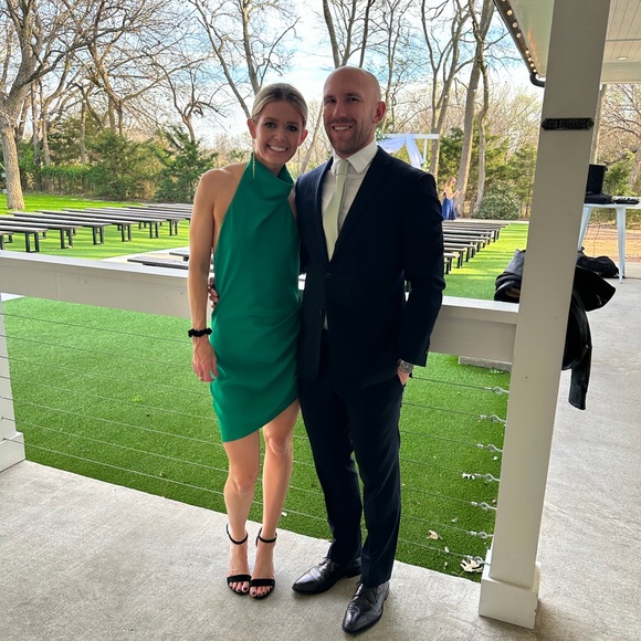 Amanda Uprichard Samba Emerald Halter Asymmetric Mini Dress - Picture 3 of 4